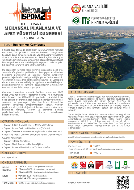 Uluslararası Mekansal Planlama ve Afet Yönetimi Kongresi