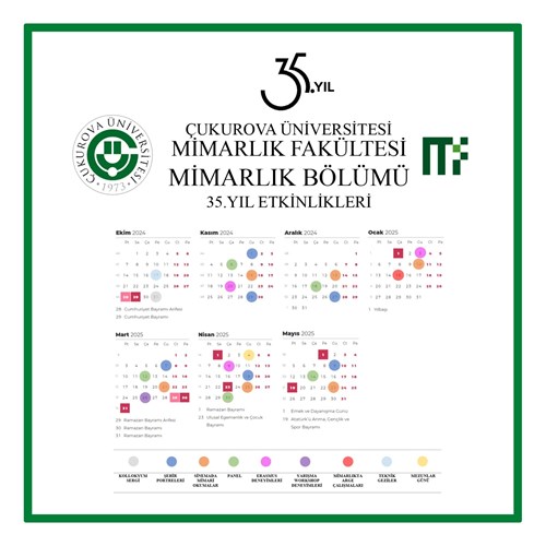 Mimarlık Bölümü 35. Yıl Etkinlik Takvimi