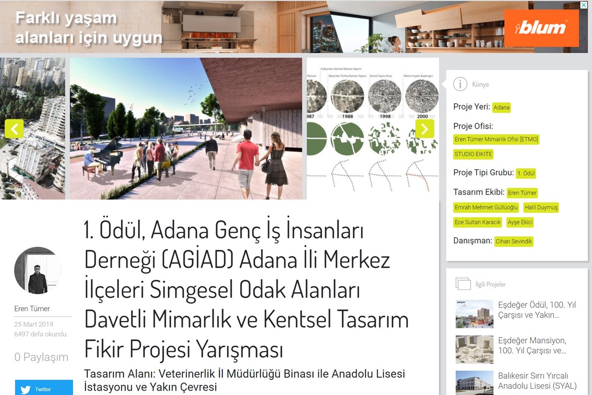 Adana İli Merkez İlçeleri Simgesel Odak Alanları Davetli Mimarlık ve Kentsel Tasarım Fikir Yarışması